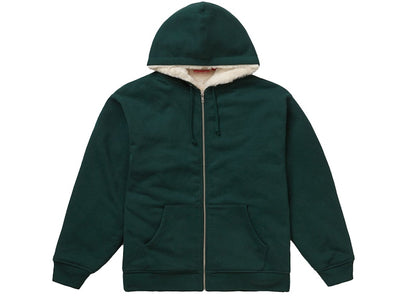 Supreme Faux Fur Lined Zip Up Hooded Sweatshirt Dark Green