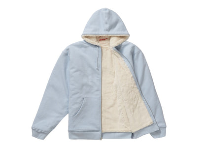 Supreme Faux Fur Lined Zip Up Hooded Sweatshirt Light Blue