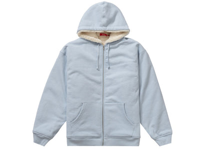 Supreme Faux Fur Lined Zip Up Hooded Sweatshirt Light Blue