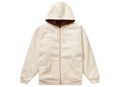 Supreme Faux Fur Lined Zip Up Hooded Sweatshirt Natural