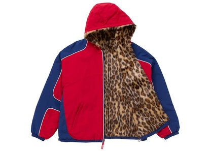 Supreme Faux Fur Reversible Hooded Track Jacket Red