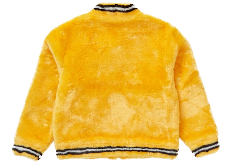 Supreme Faux Fur Varsity Jacket Yellow