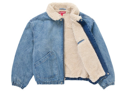 Supreme Faux Shearling Lined Bomber Jacket Denim