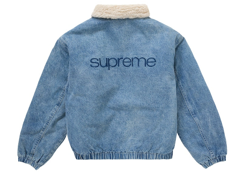 Supreme Faux Shearling Lined Bomber Jacket Denim