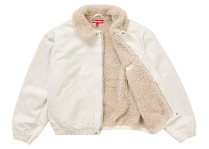 Supreme Faux Shearling Lined Bomber Jacket White