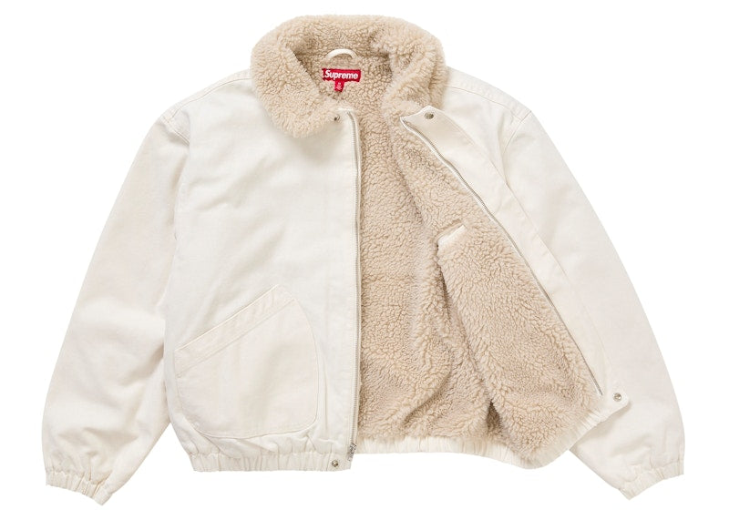 Supreme Faux Shearling Lined Bomber Jacket White