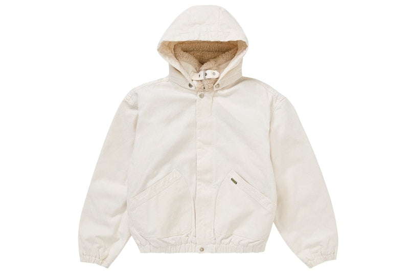 Supreme Faux Shearling Lined Bomber Jacket White