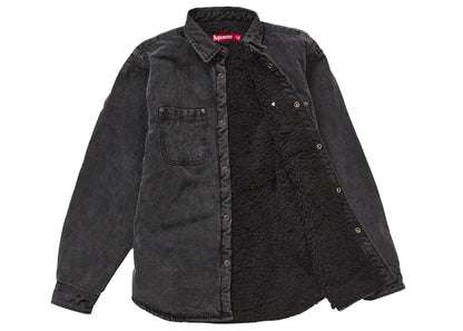 Supreme Faux Shearling Lined Work Shirt Black Denim