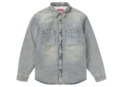 Supreme Faux Shearling Lined Work Shirt Washed Indigo Denim