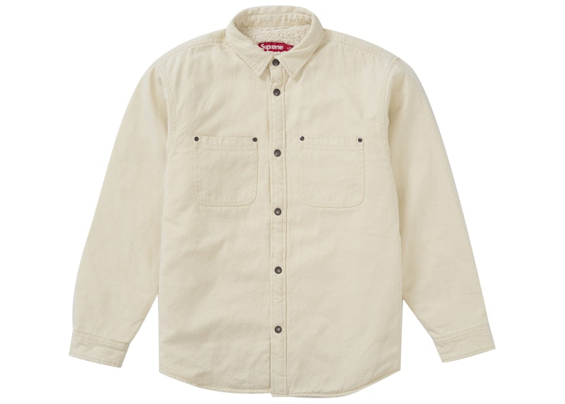 Supreme Faux Shearling Lined Work Shirt Natural