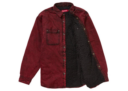 Supreme Faux Shearling Lined Work Shirt Red Denim