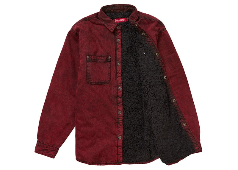 Supreme Faux Shearling Lined Work Shirt Red Denim