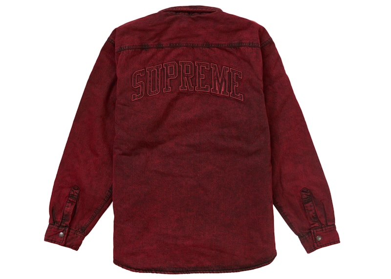 Supreme Faux Shearling Lined Work Shirt Red Denim