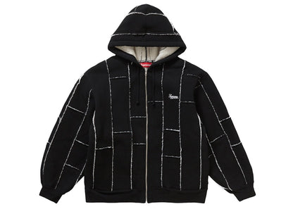 Supreme Faux Shearling Zip Up Hooded Sweatshirt Black