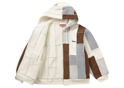Supreme Faux Shearling Zip Up Hooded Sweatshirt Natural