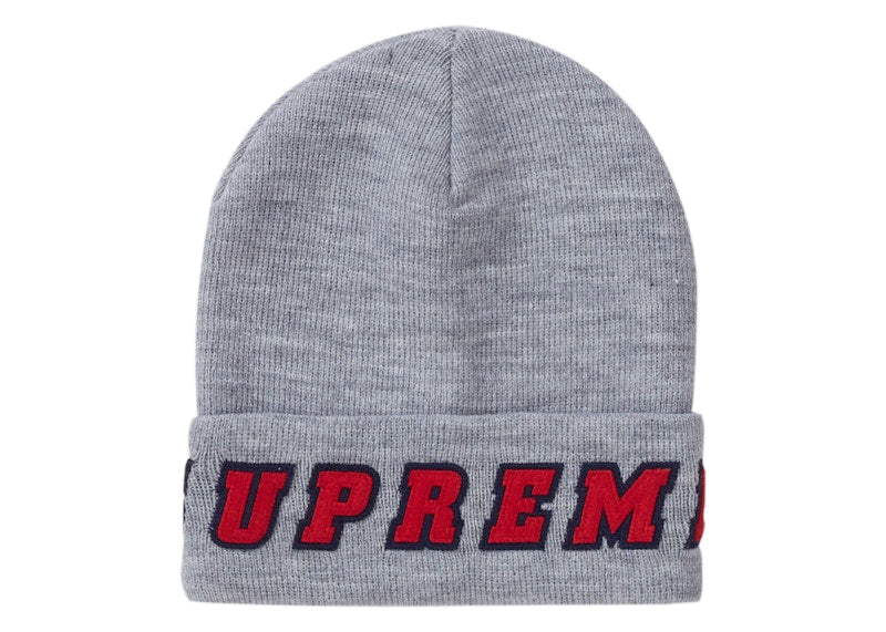 Supreme Felt Logo Beanie Heather Grey