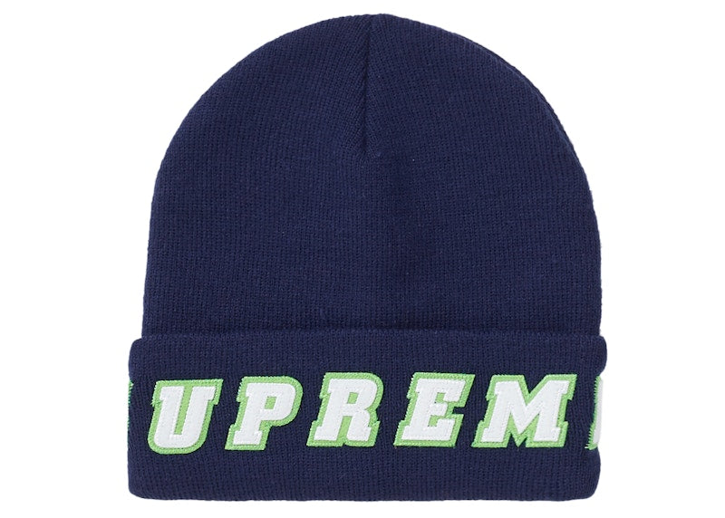 Supreme Felt Logo Beanie Navy