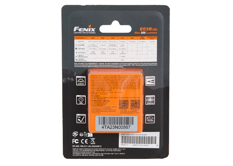 Supreme Fenix E03R Flashlight Keychain Black