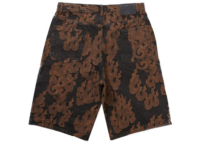 Supreme Flames Jacquard Baggy Denim Short Washed Black