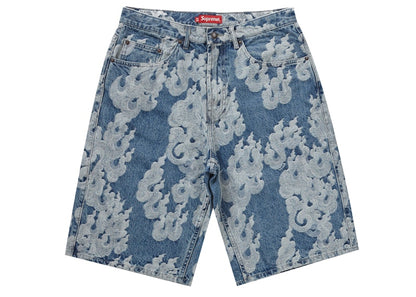 Supreme Flames Jacquard Baggy Denim Short Washed Indigo