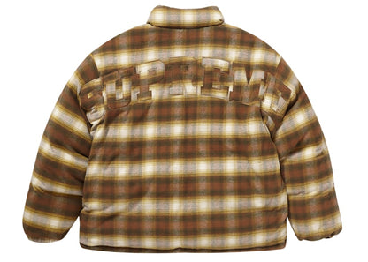 Supreme Flannel Reversible Puffer Jacket Brown