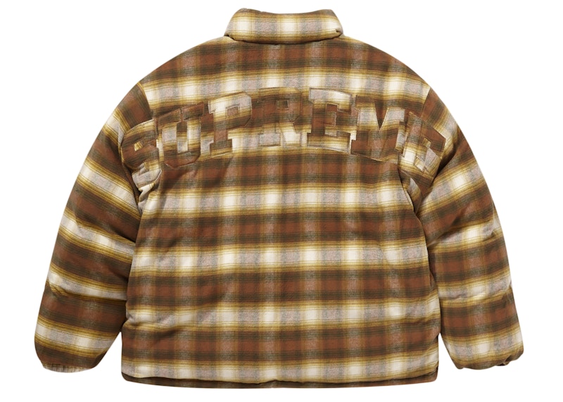 Supreme Flannel Reversible Puffer Jacket Brown