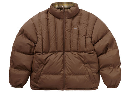 Supreme Flannel Reversible Puffer Jacket Brown