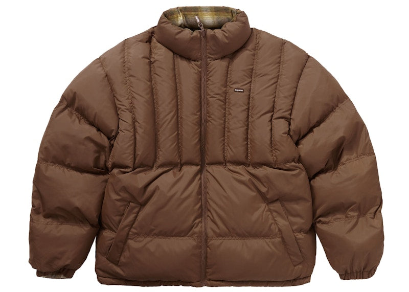 Supreme Flannel Reversible Puffer Jacket Brown