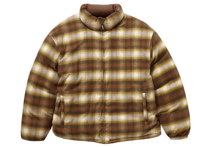 Supreme Flannel Reversible Puffer Jacket Brown