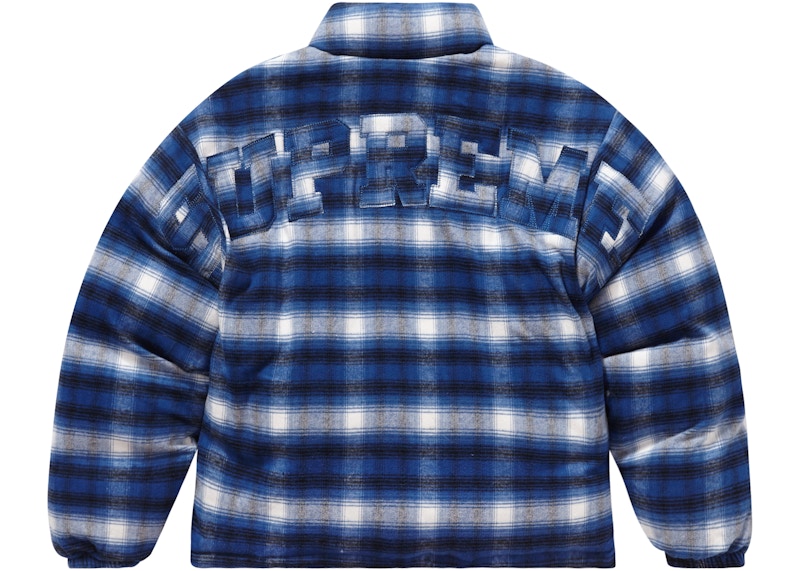 Supreme Flannel Reversible Puffer Jacket Grey