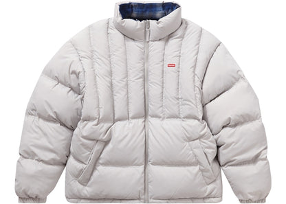 Supreme Flannel Reversible Puffer Jacket Grey