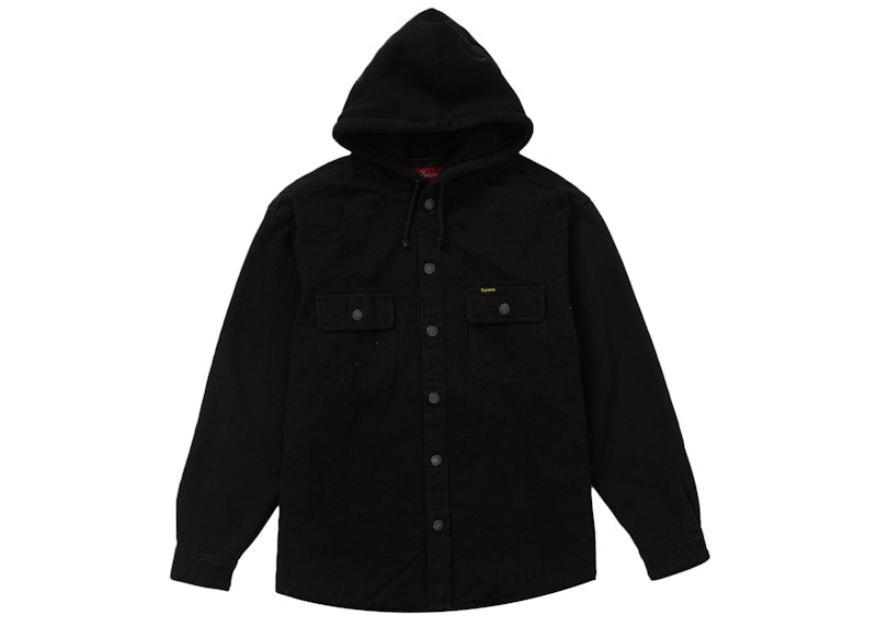 Supreme Fleece Hooded Denim Shirt Black