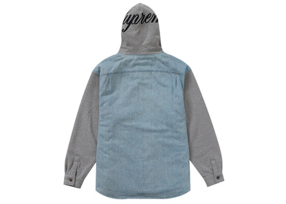 Supreme Fleece Hooded Denim Shirt Blue