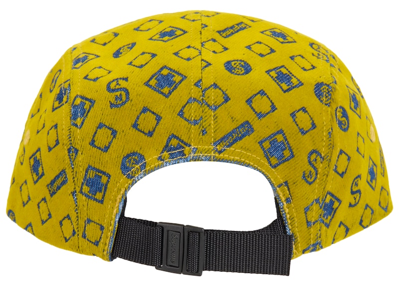 Supreme Flocked Denim Camp Cap Mustard