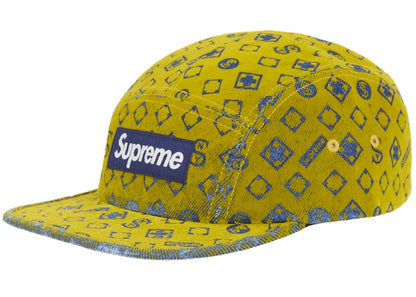 Supreme Flocked Denim Camp Cap Mustard