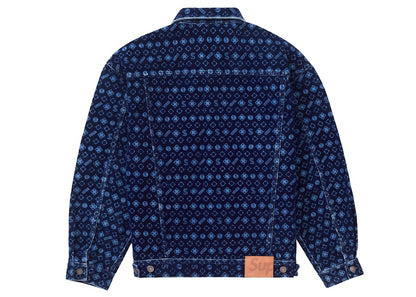 Supreme Flocked Denim Trucker Jacket Blue