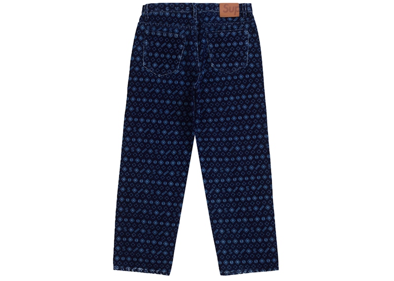 Supreme Flocked Loose Fit Jean Blue