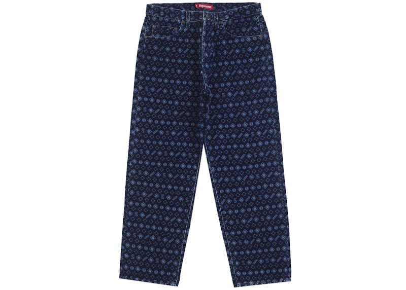 Supreme Flocked Loose Fit Jean Blue