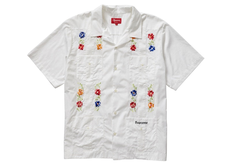 Supreme Flowers Guayabera S/S Shirt White