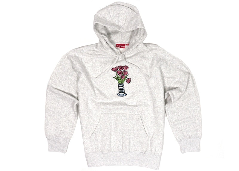 Supreme Flowers Hooded Sweatshirt Ash Grey