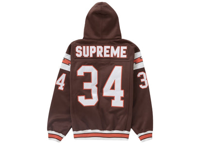 Supreme Football Zip Up Hooded Sweatshirt Brown