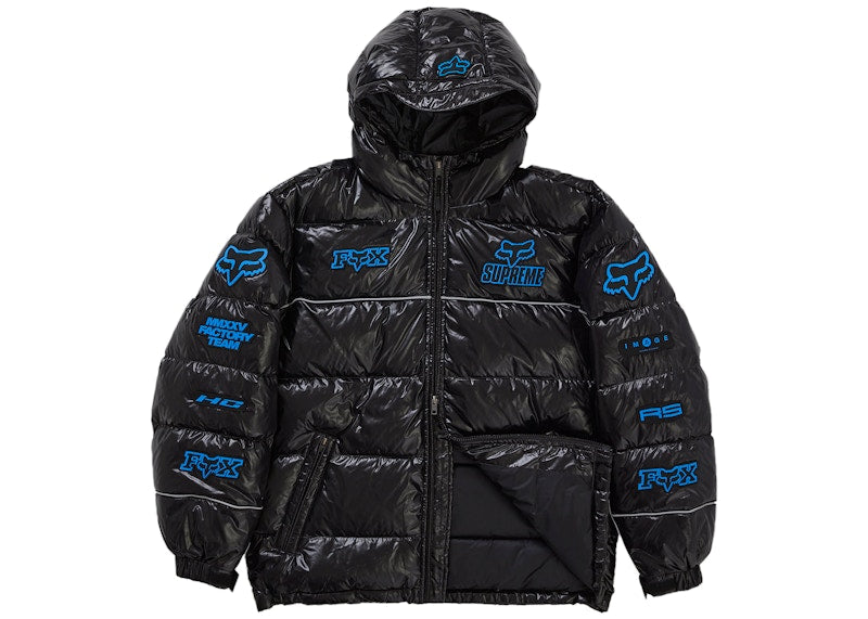 Supreme Fox Racing Shiny Down Puffer Jacket Black
