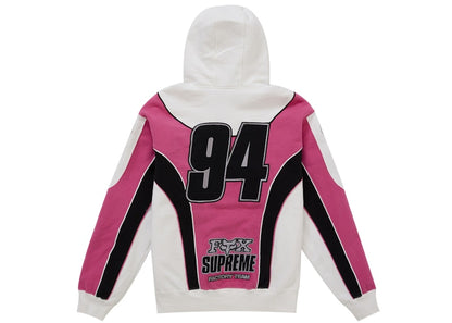 Supreme Fox Racing Zip Up Hooded Sweatshirt White