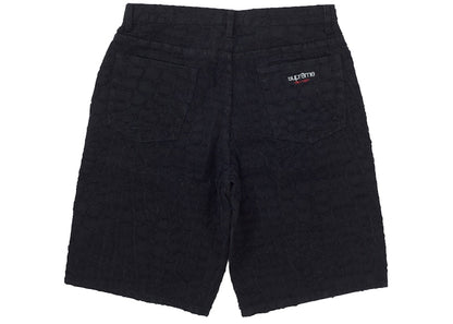 Supreme Frayed Croc Baggy Denim Short Black