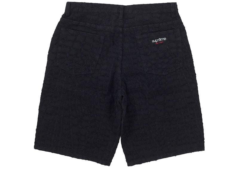 Supreme Frayed Croc Baggy Denim Short Black