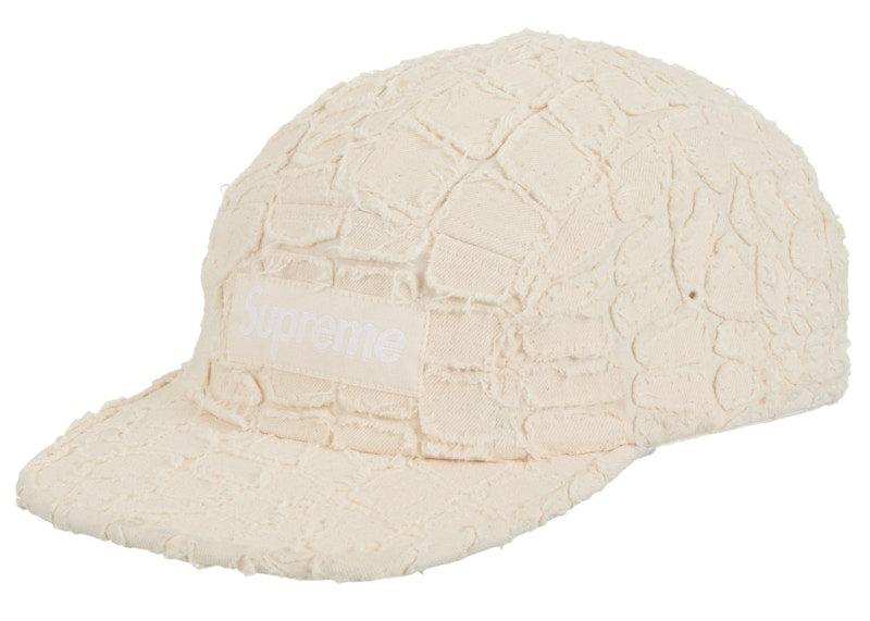 Supreme Frayed Croc Denim Camp Cap Natural
