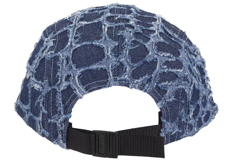 Supreme Frayed Croc Denim Camp Cap Navy