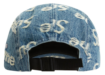 Supreme Frayed Logos Denim Camp Cap Blue