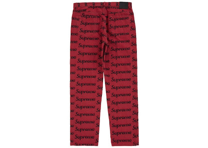 Supreme Frayed Logos Regular Jean Red