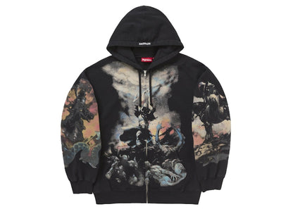 Supreme Frazetta Zip Up Hooded Sweatshirt Black